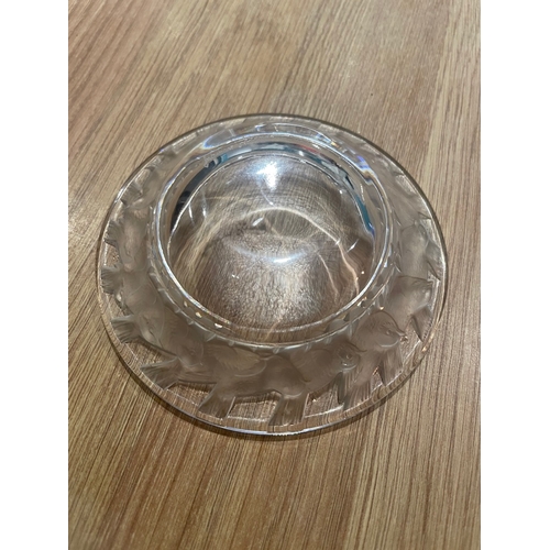 79A - Lalique Irene Circle of Birds Clear and Satin Crystal Pin Dish - 9cm in very good order