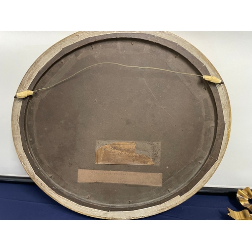 44 - Vintage Oval Gilt Mirror + Antique Oval gilt frame with etching