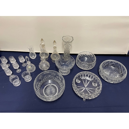 51 - Large Collection of Vintage Cut Crystal inc Bowls, goblets + others