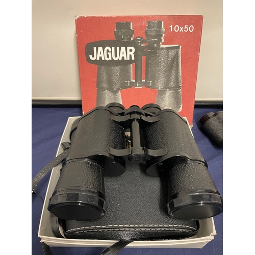 61 - Three Sets of Binoculars inc Jaguar 10x50 / Pathescope 8x30 / Nikon Travelite IV 12x25CF