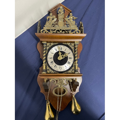 82 - Vintage Mahogany and Brass Wall Clock