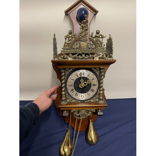 82 - Vintage Mahogany and Brass Wall Clock