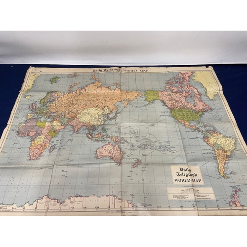 94 - Collection of antique & vintage maps + vintage Daily Telegraph World Map