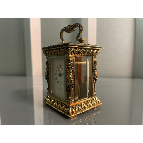 59A - Charming Early 20th Century Miniature Graham Nash Gilded Brass Carriage Clock