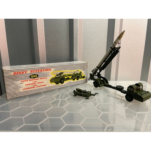 309 - Vintage Dinky Super Toys 666 Missile Erecting Vehicle With Corporal Missile in Original Box