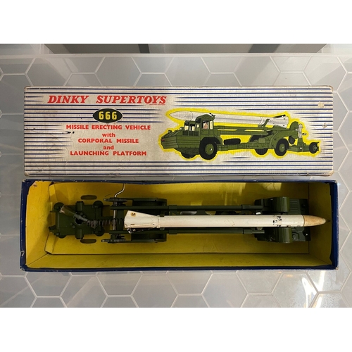 309 - Vintage Dinky Super Toys 666 Missile Erecting Vehicle With Corporal Missile in Original Box