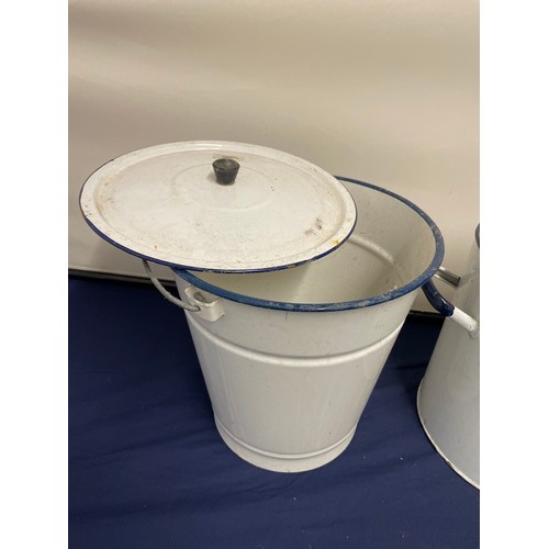 8 - Collection of vintage enamel buckets / tubs