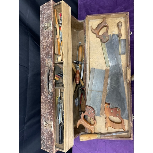 77 - Vintage Carpenters Tools Box with tools as shown