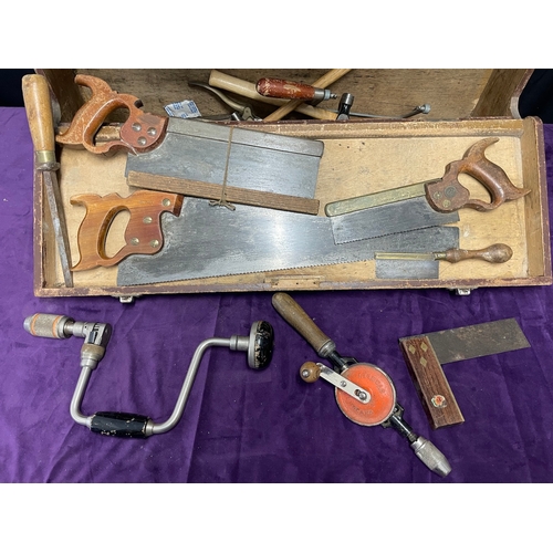 77 - Vintage Carpenters Tools Box with tools as shown