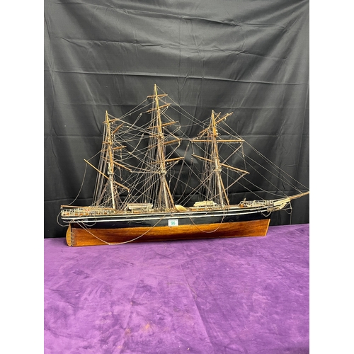 96 - Vintage hand built Model Ship - 113cm x 68cm