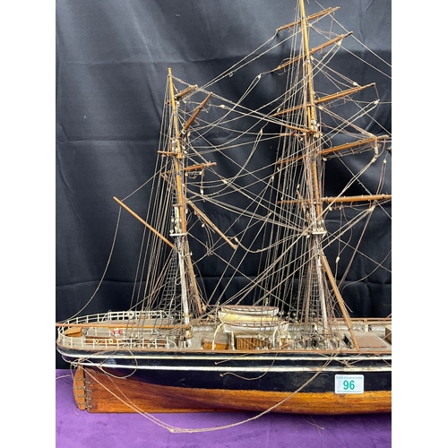 96 - Vintage hand built Model Ship - 113cm x 68cm