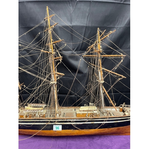 96 - Vintage hand built Model Ship - 113cm x 68cm