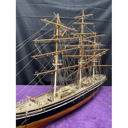 96 - Vintage hand built Model Ship - 113cm x 68cm