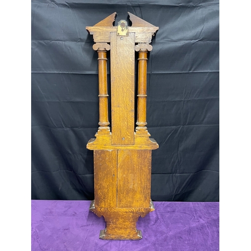 97 - Antique Oak Cased Aneroid Barometer 30cm x 95cm