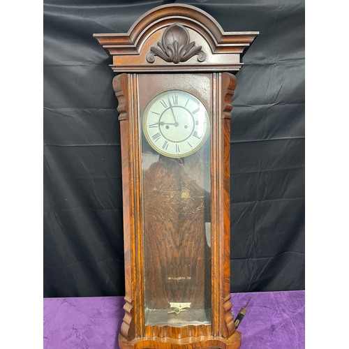 98 - Antique Regulator Wall Clock -114cm x 42cm