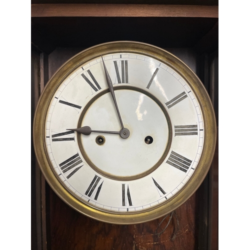 98 - Antique Regulator Wall Clock -114cm x 42cm