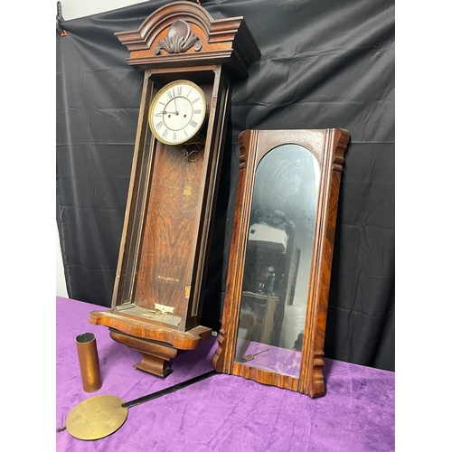 98 - Antique Regulator Wall Clock -114cm x 42cm