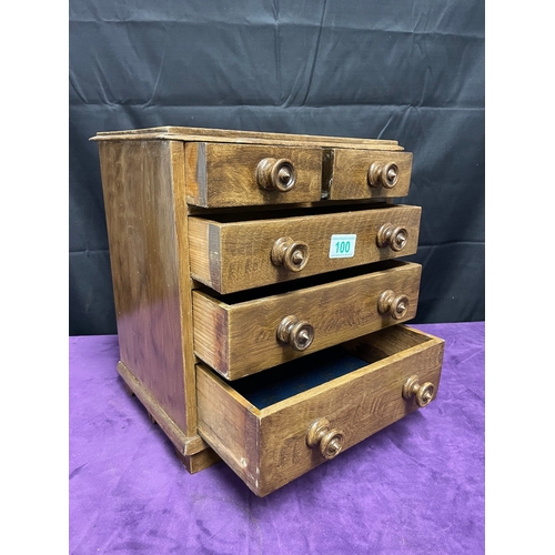 100 - Early 20th Century Cabinet Makers Apprentice 2 over 3 drawer chest of drawers / jewellery box - 31cm... 