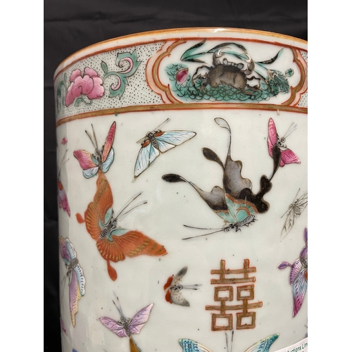 101 - Late 19th Century densely enameled with butterflies in mid-flight Oriental Ceramic Stick Stand 60cm ... 