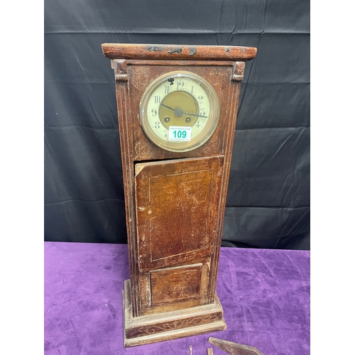 109 - French Antique Oak Cased Clock by Japy Freres - 14cm x 67cm x 27cm