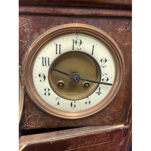 109 - French Antique Oak Cased Clock by Japy Freres - 14cm x 67cm x 27cm