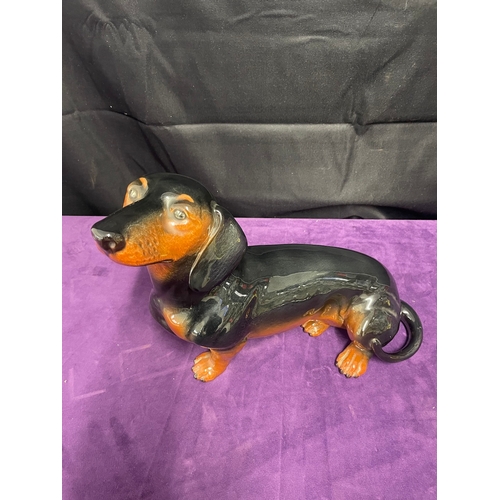 111 - Large porcelain Sitting Dachshund Dog by Beswick  Ornament 33cm x 27cm