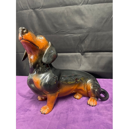 111 - Large porcelain Sitting Dachshund Dog by Beswick  Ornament 33cm x 27cm