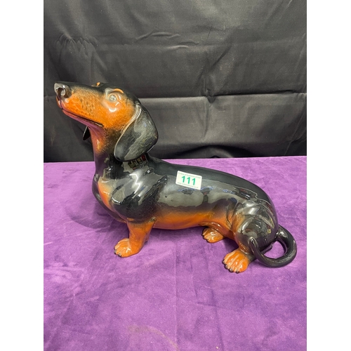 111 - Large porcelain Sitting Dachshund Dog by Beswick  Ornament 33cm x 27cm