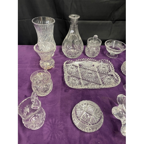 113 - Large Quantity of vintage Cut Crystal Vases / bowls + Others inc Edinburgh Crystal Bowl & Art Vannes... 