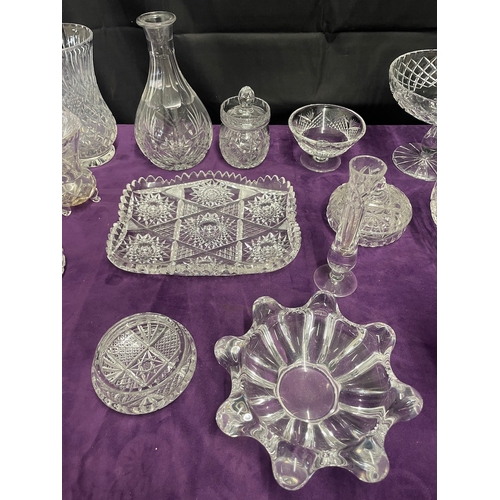 113 - Large Quantity of vintage Cut Crystal Vases / bowls + Others inc Edinburgh Crystal Bowl & Art Vannes... 