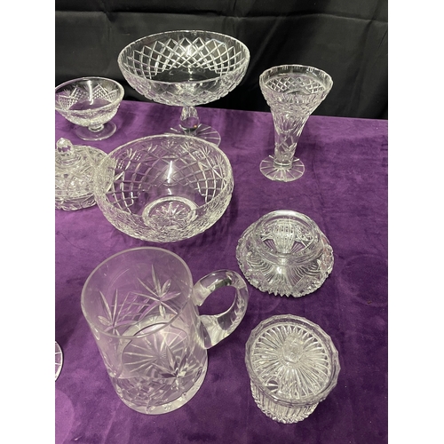 113 - Large Quantity of vintage Cut Crystal Vases / bowls + Others inc Edinburgh Crystal Bowl & Art Vannes... 