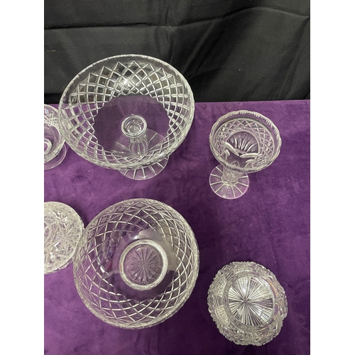 113 - Large Quantity of vintage Cut Crystal Vases / bowls + Others inc Edinburgh Crystal Bowl & Art Vannes... 