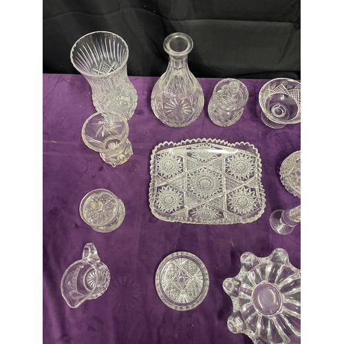 113 - Large Quantity of vintage Cut Crystal Vases / bowls + Others inc Edinburgh Crystal Bowl & Art Vannes... 