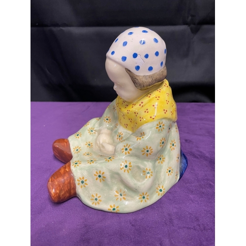 127 - Vintage Berthe Savigny HB Henriot Quimper Sitting Baby Girl - 15cm x 15cm