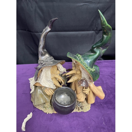 130 - Studio Pottery Two witches (possibly Clarecraft) Signed underneath - 24cm x 29cm