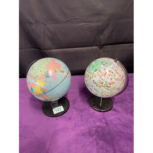 142 - Two Small Desk Top Globes - World / London City