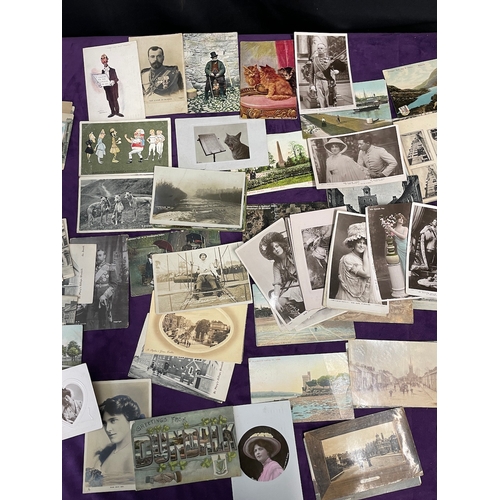 144 - Collection of 1900-1930's postcards social history / locations / ladies in dress - approx 100 some o... 