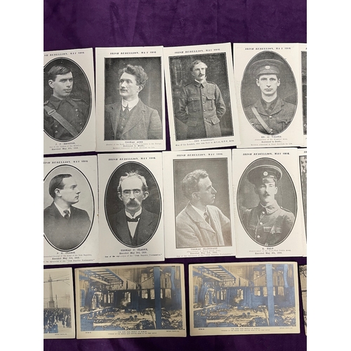 145 - Collection of 20 The Irish Rebellion The Easter  Rising Postcards showing key figures and aftermath ... 