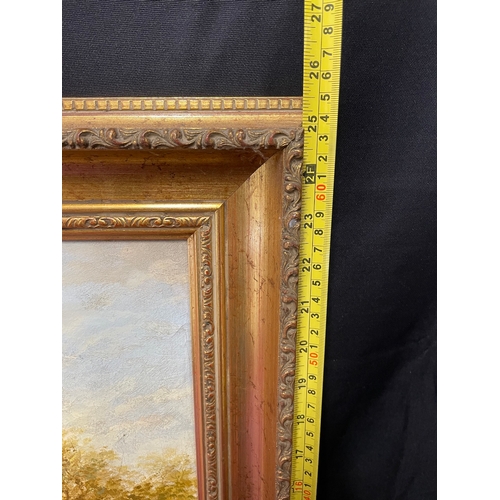 186 - 19th century gilt framed oil on canvas of cattle by stream 