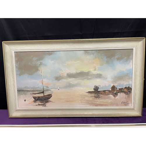 187 - Two framed 20th century seascape oils - Gilbert Wiper (b.1936) + one indistinctly signed