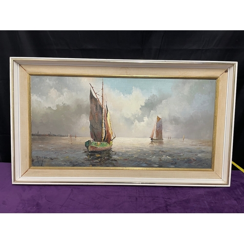 187 - Two framed 20th century seascape oils - Gilbert Wiper (b.1936) + one indistinctly signed