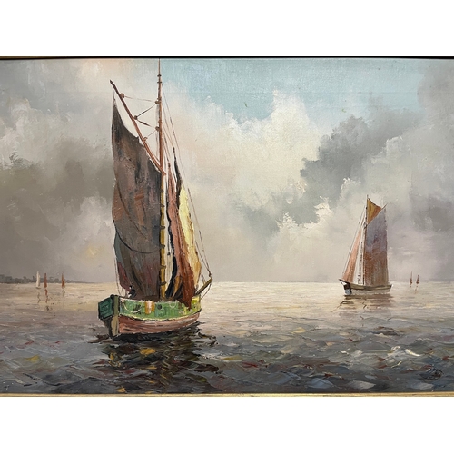 187 - Two framed 20th century seascape oils - Gilbert Wiper (b.1936) + one indistinctly signed