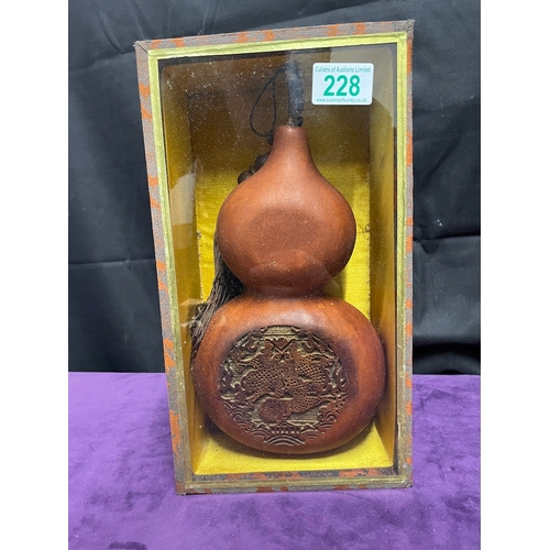 228 - Vintage cased Oriental carved Gourd