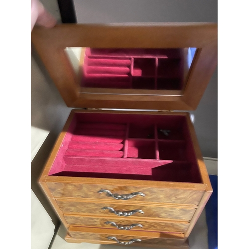 279 - Burr Fronted Jewellery Chest with mirror