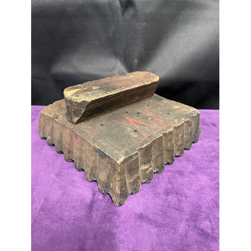 230C - Vintage wooden hand carved wooden printing block (possibly Indian)