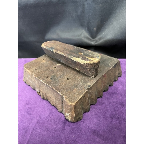 230C - Vintage wooden hand carved wooden printing block (possibly Indian)