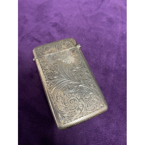 222D - Sterling Silver Engraved Vesta Case Birmingham 1899 William Oliver 51g