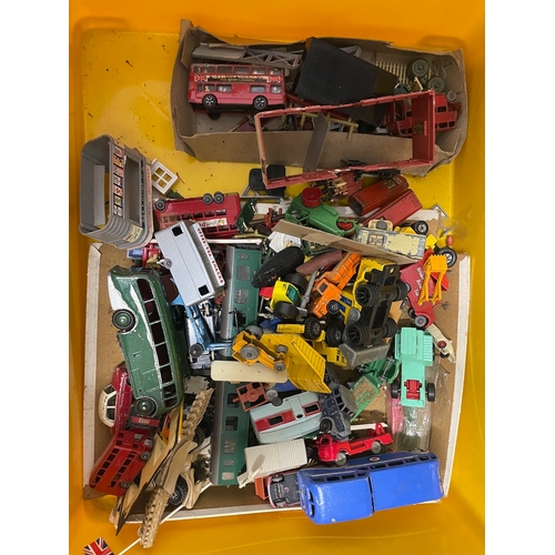 317 - Collection of Vintage used toy cars, tanks, naval ships, buses etc