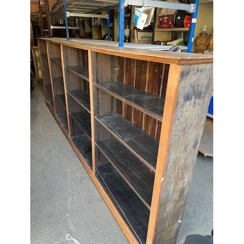 342 - Large Antique One Piece Oak Library Bookcase 340cm x 124cm x28cm