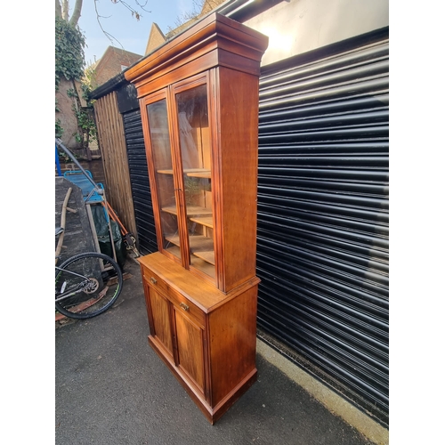 346 - Antique Mahogany Glazed Bookcase over cupboard M Margolis